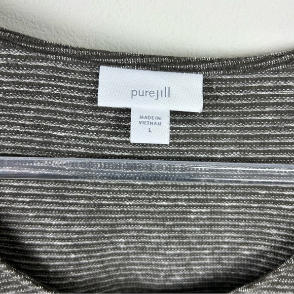 Purejill by J. Jill Taupe Linen blend tunic tie back top size: L - Picture 5 of 9